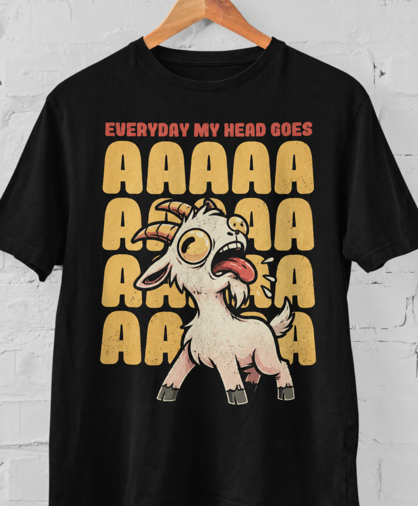 Funny Screaming Goat Graphic T-Shirt – Unisex Retro Animal Tee