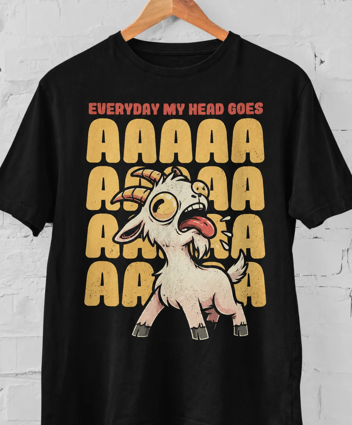 Funny Screaming Goat Graphic T-Shirt – Unisex Retro Animal Tee