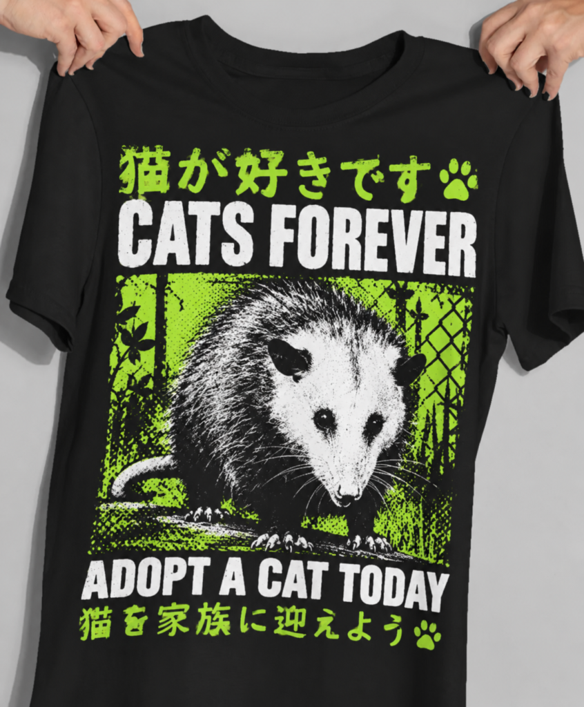 Cats Forever Opossum Shirt – Funny Adopt a Cat Graphic Tee