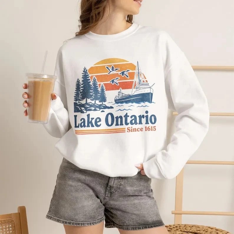 img_4017-2 Lake Ontario Since 1615 Vintage Graphic Crewneck Sweatshirt