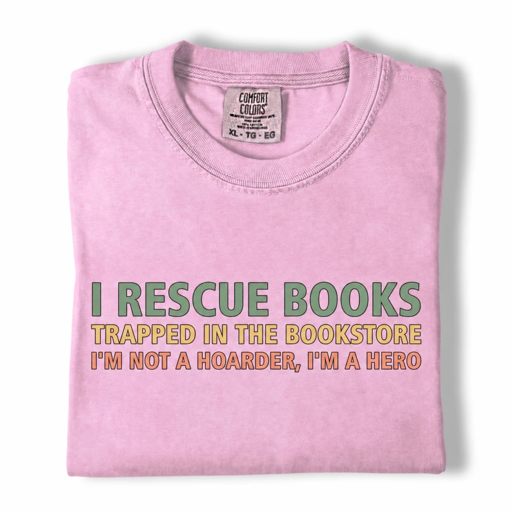 I Rescue Books T-Shirt – Funny Book Lover Tee | Comfort Colors 1717