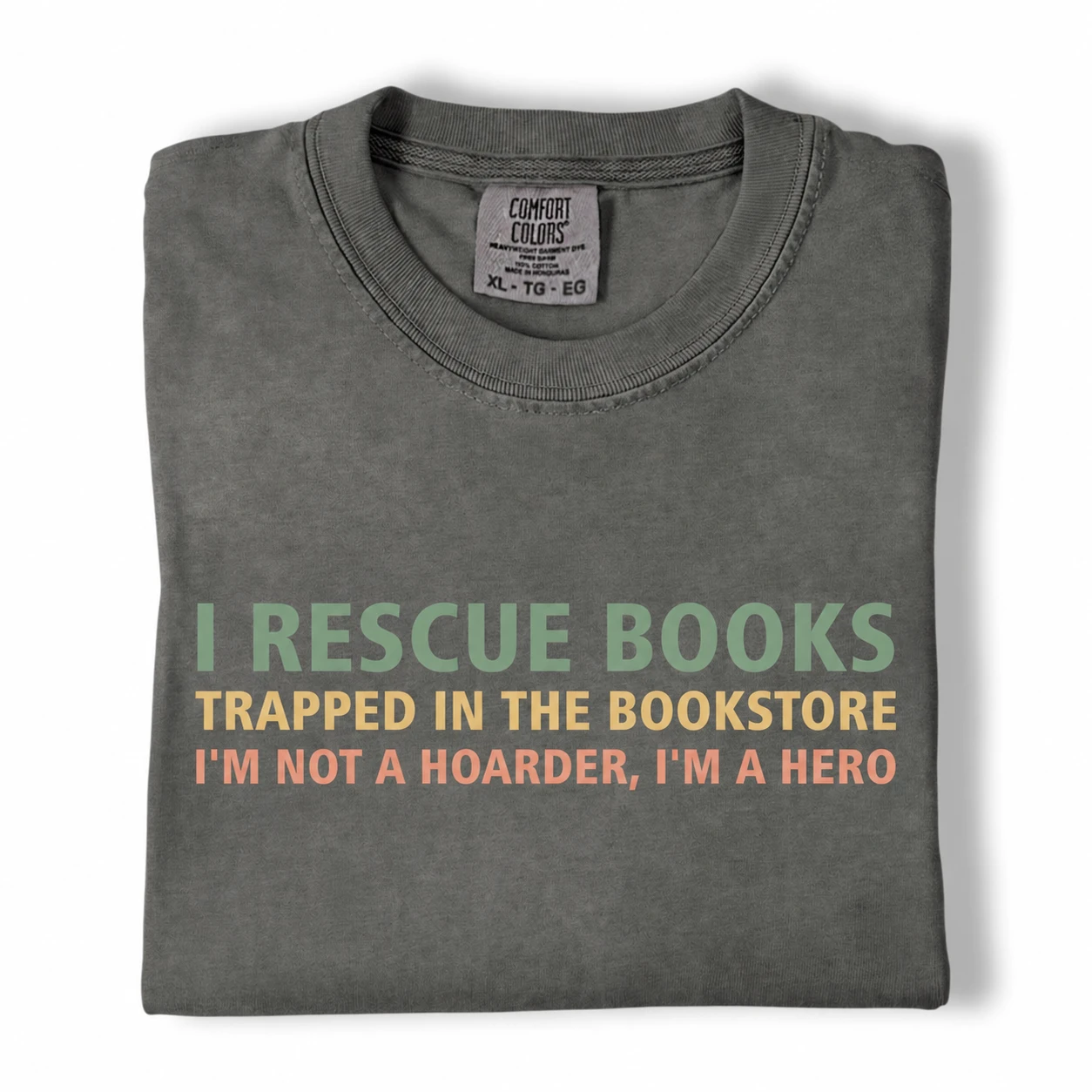 I Rescue Books T-Shirt – Funny Book Lover Tee | Comfort Colors 1717 - Image 3