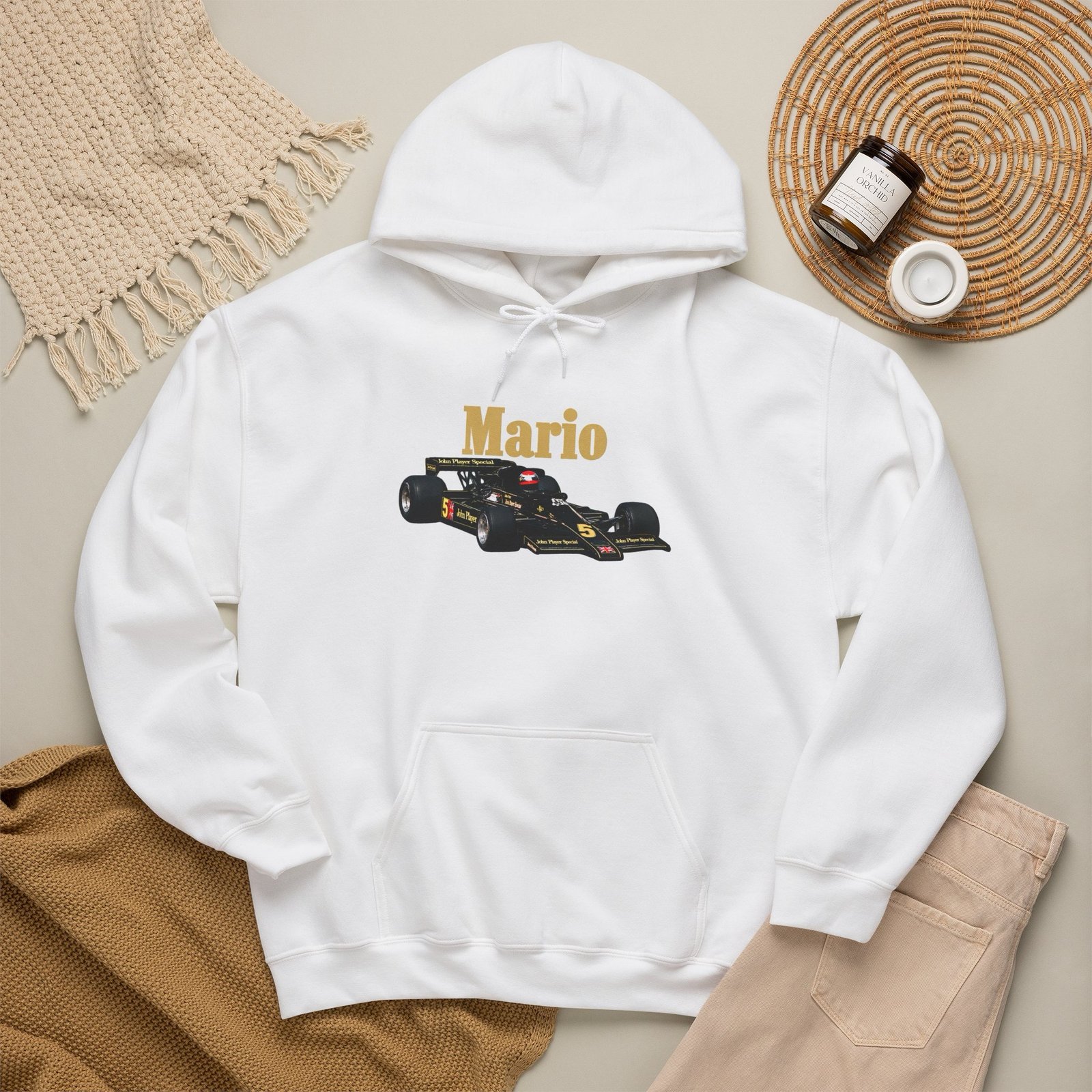 Mario Andretti Vintage Racing Car Unisex Hoodie - Image 7