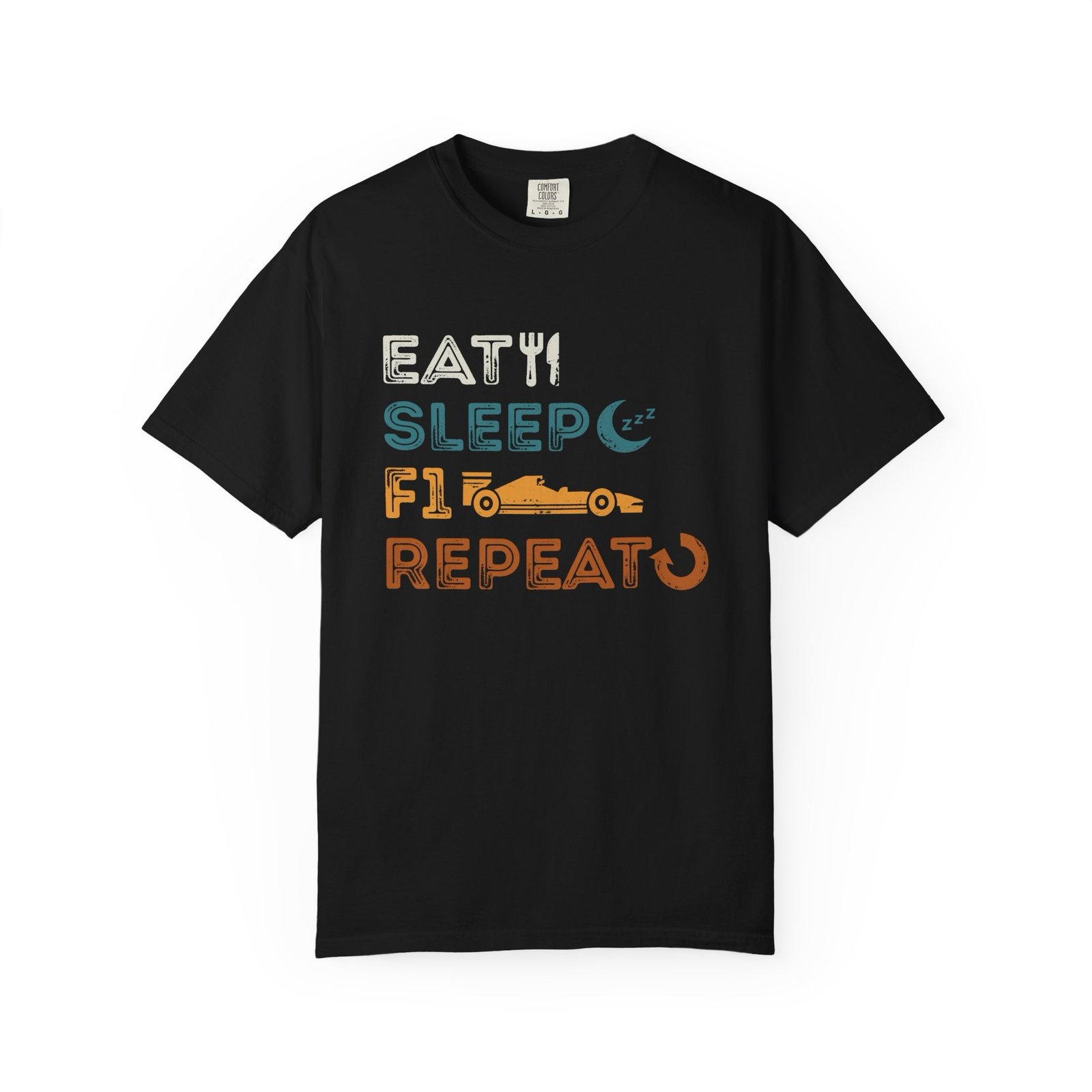 Eat Sleep F1 Repeat Vintage Racing Comfort Colors 1717 T-Shirt - Image 3