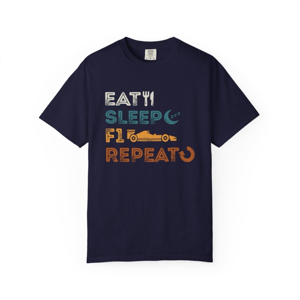img_4868 Eat Sleep F1 Repeat Vintage Racing Comfort Colors 1717 T-Shirt