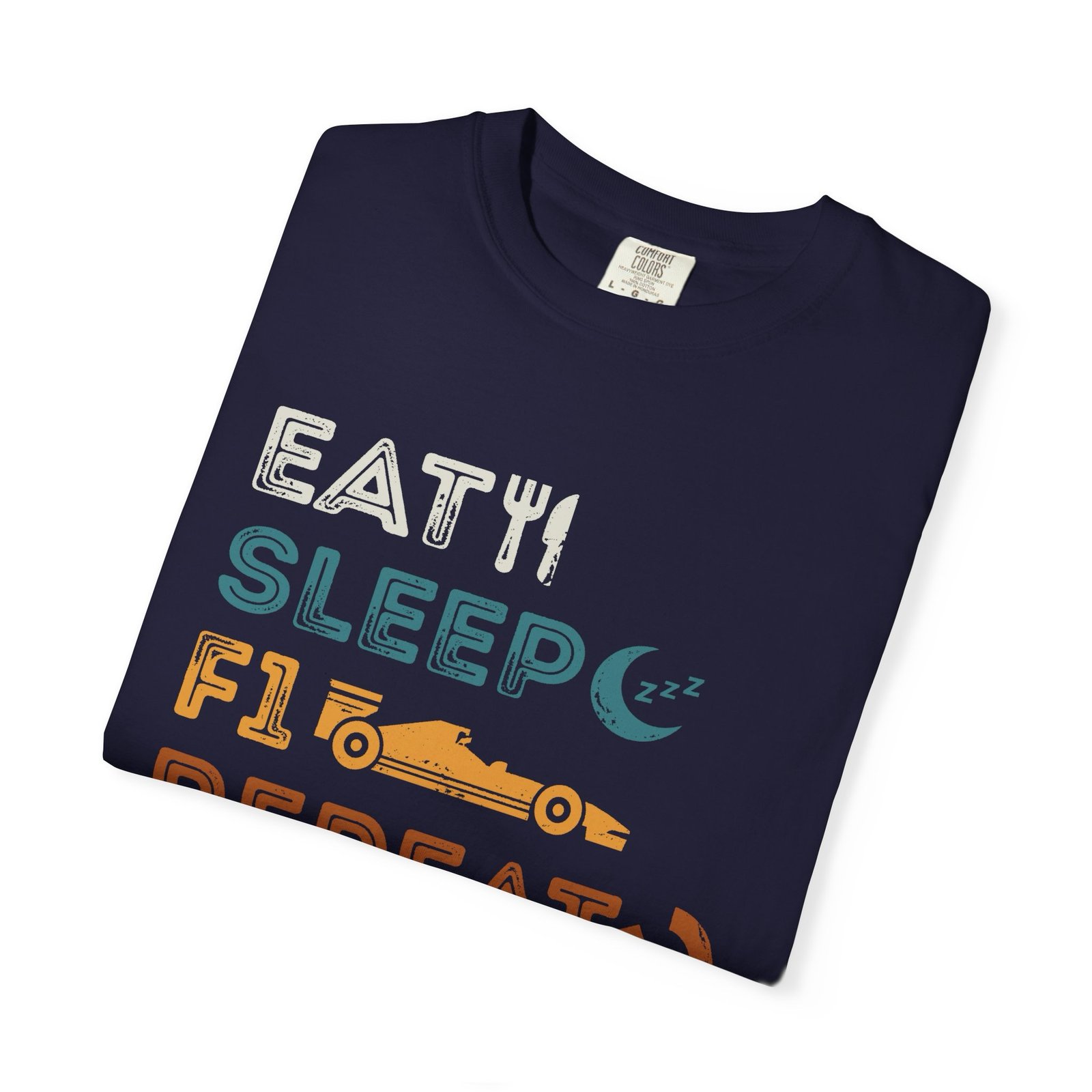 Eat Sleep F1 Repeat Vintage Racing Comfort Colors 1717 T-Shirt - Image 2