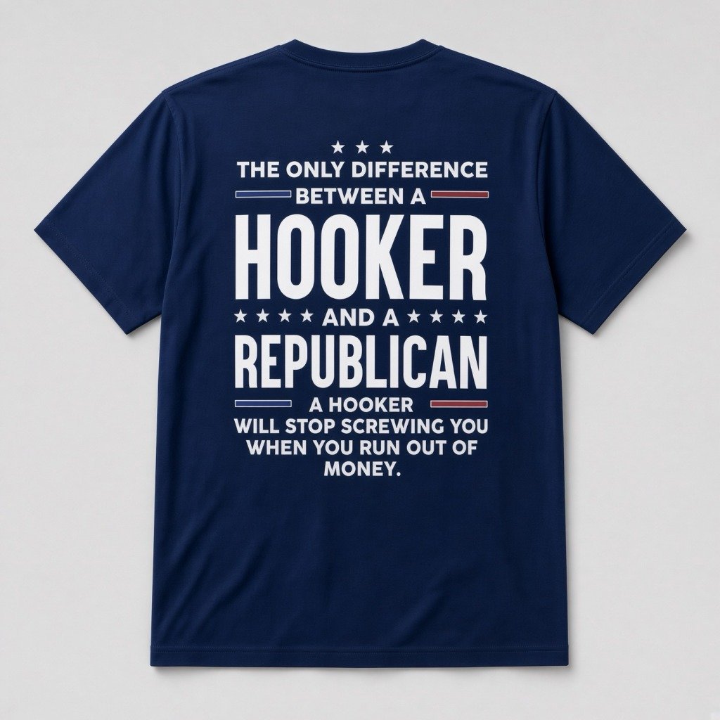 img_5207 The Only Difference Between a Hooker and a Republican – Funny Political Back Print T-Shirt