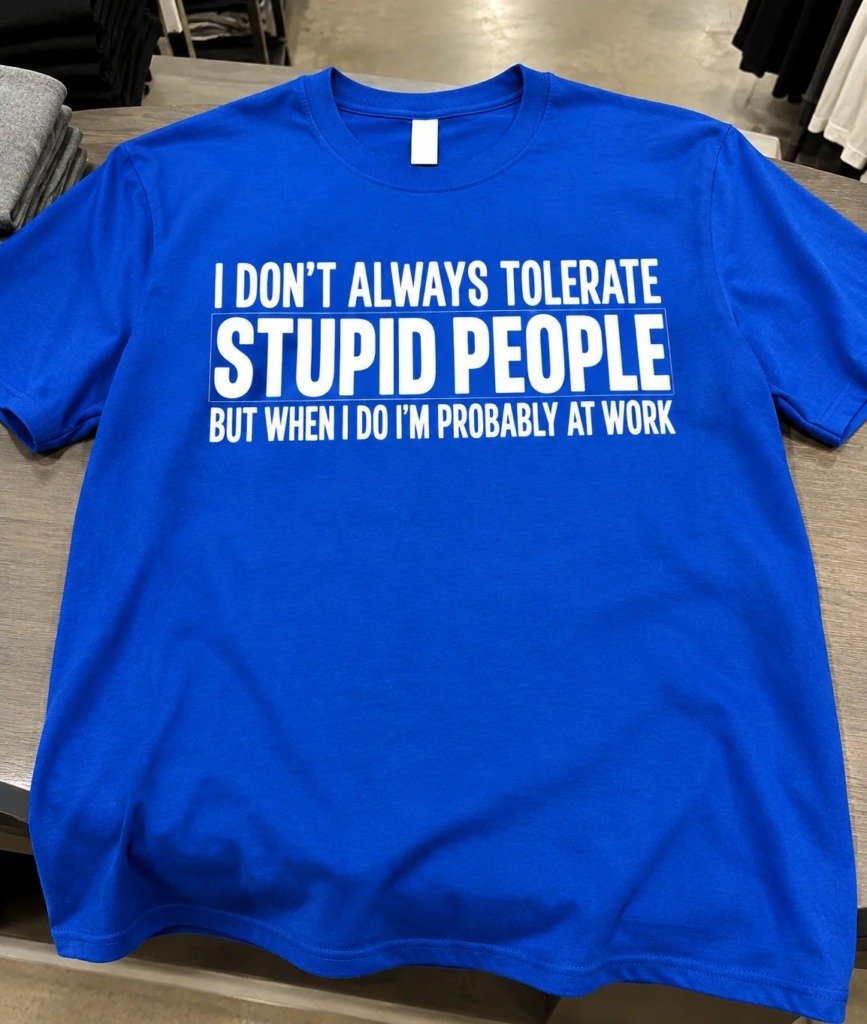 img_5419 I Don't Tolerate Stupid People Unless I'm At Work T-Shirt