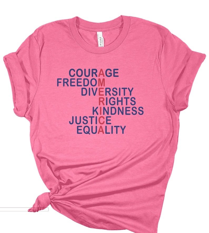 Courage, Freedom, Diversity, Rights, Kindness, Justice, Equality, AMERICA T-Shirt, Soft Unisex Political Protest Tee, Anti-Trump Shirt - Image 3