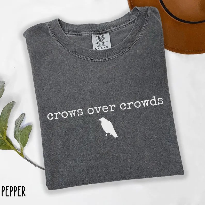 Funny Crow Shirt, Minimalist Bird Shirt, Introvert Crow Lover Gift, Crows Over Crowds Shirt, Comfort Colors Crow Tee
